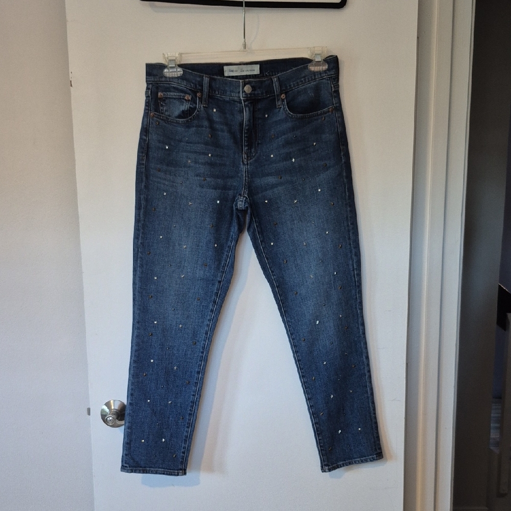 GAP Blue Embellished Ankle Jeans